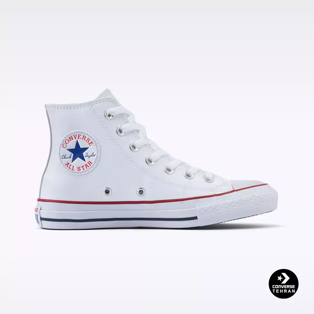 کانورس چاک تیلور سفید ساقدار چرم تک 103773